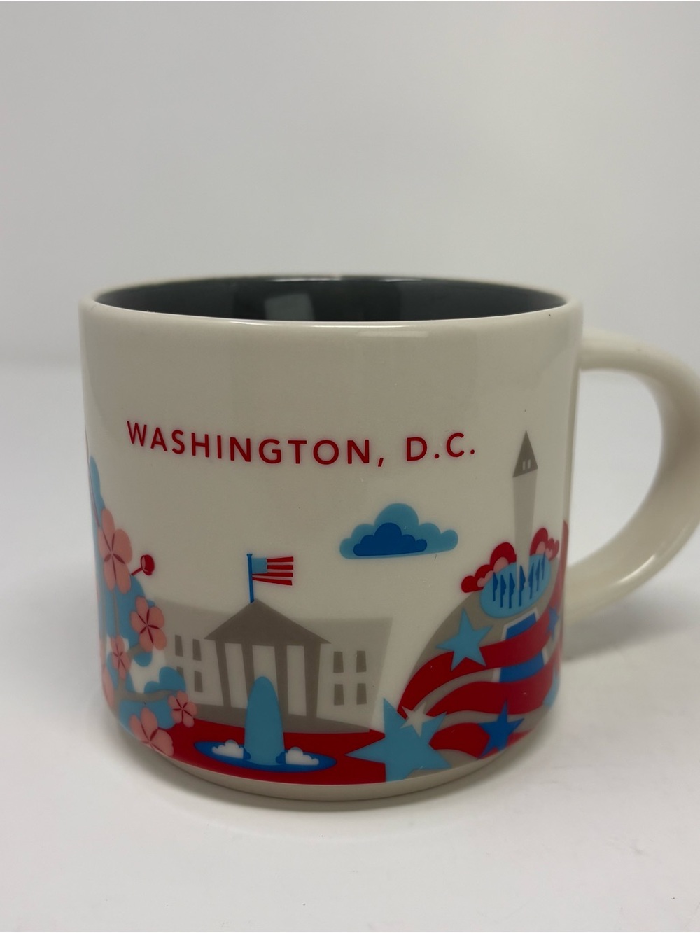 Starbucks White Mug with Red & Blue Washington D.C. Design